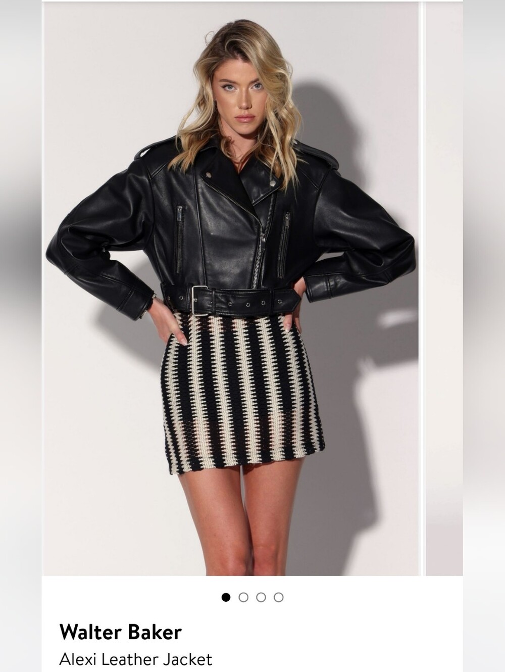 Walter Baker Black Leather Moto Jacket New Size L